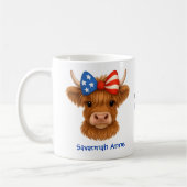 Personalized Patriotic Highland Cow コーヒーマグカップ (左)