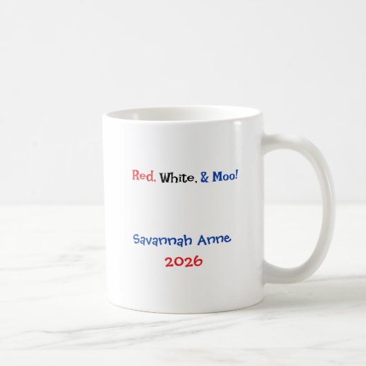 Personalized Patriotic Highland Cow コーヒーマグカップ (右)