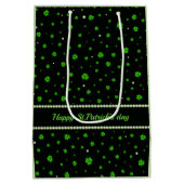 Personalized Pattern of green shamrocks with pearl ミディアムペーパーバッグ (裏面)