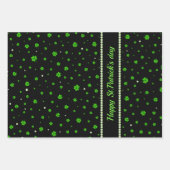 Personalized Pattern of green shamrocks with pearl ラッピングペーパーシート (正面3)