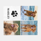 Personalized Paw Dog Lover Photo Collage Pet フリースブランケット (正面(横))