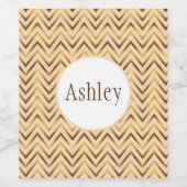 Personalized Peach and Gold Chevron Stripe ワインラベル (シングルラベル)