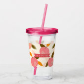 Personalized Peach Pattern Cute Retro Summer アクリルタンブラー (裏面)