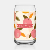 Personalized Peach Pattern Cute Retro Summer ガラス缶 (正面)