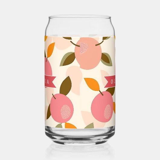 Personalized Peach Pattern Cute Retro Summer ガラス缶 (右)