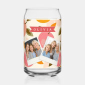 Personalized Peach Pattern Cute Retro Summer ガラス缶 (正面)