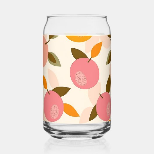 Personalized Peach Pattern Cute Retro Summer ガラス缶 (裏面)