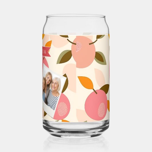 Personalized Peach Pattern Cute Retro Summer ガラス缶 (左)