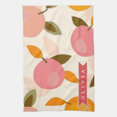 Personalized Peach Pattern Cute Retro Summer キッチンタオル (縦)