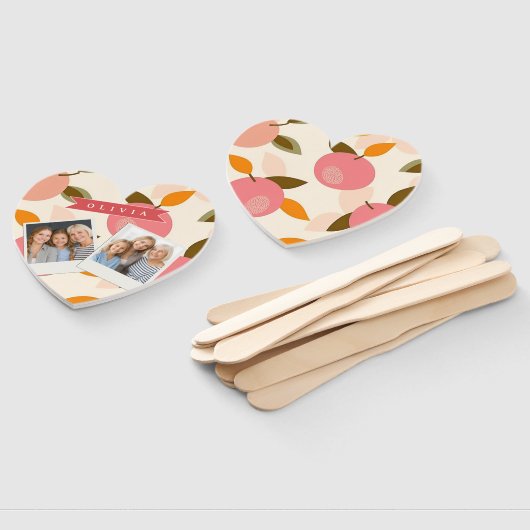 Personalized Peach Pattern Cute Retro Summer ハンドファン (組立なし)