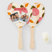 Personalized Peach Pattern Cute Retro Summer ハンドファン (正面&裏面)