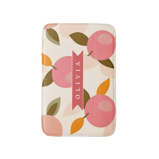 Personalized Peach Pattern Cute Retro Summer バスマット (正面縦)