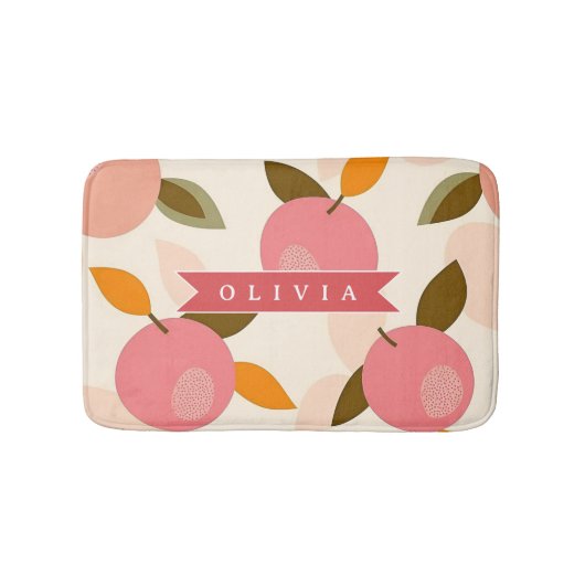 Personalized Peach Pattern Cute Retro Summer バスマット (正面)