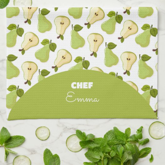 Personalized Pears pattern キッチンタオル (折り畳み)