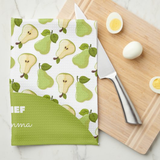 Personalized Pears pattern キッチンタオル (四つ折り)