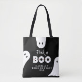 Personalized Peek A Boo Ghosts Trick or Treat トートバッグ (正面)