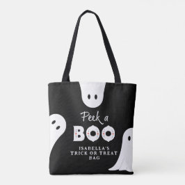 Personalized Peek A Boo Ghosts Trick or Treat トートバッグ