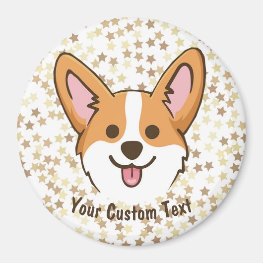 Personalized Pembroke Welsh Corgi Puppy Dog Stars マグネット (正面)