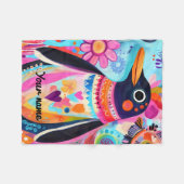 Personalized Penguin Blanket: Colorful Arctic  フリースブランケット (正面(横))