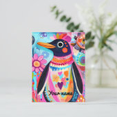 Personalized Penguin Card: Colorful Arctic ポストカード (スタンド正面)