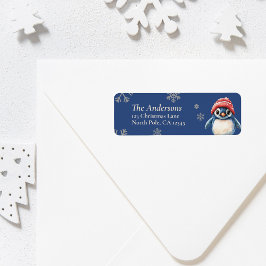 Personalized Penguin Christmas Return Labels ラベル