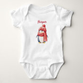 Personalized Penguin in Red Hat Baby Bodysuit ベビーボディスーツ (正面)