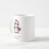 Personalized Penguin in Santa Hat Christmas コーヒーマグカップ (正面左)