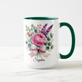 Personalized Peony Floral Name Mug Elegant Gift マグカップ
