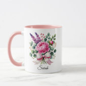 Personalized Peony Floral Name Mug Gift マグカップ (左)