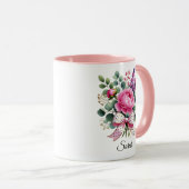 Personalized Peony Floral Name Mug Gift マグカップ (正面右)