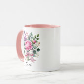 Personalized Peony Floral Name Mug Gift マグカップ (正面左)