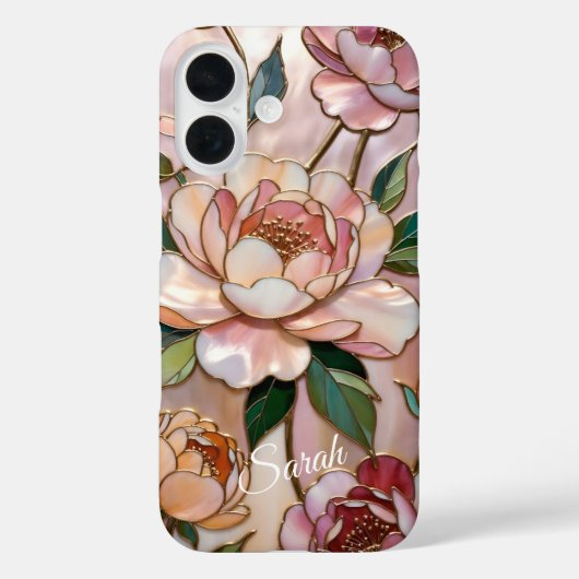 Personalized Peony Floral Phone Case Elegant Case-Mate iPhoneケース (裏面)