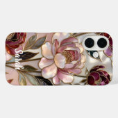 Personalized Peony Phone Case Blush Gold Floral Case-Mate iPhoneケース (裏面 (横))