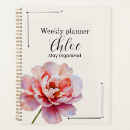 Personalized Peony Planner Aesthetic Weekly Floral プランナー手帳