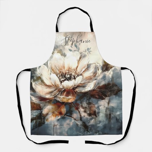 Personalized Peony Watercolor Bloom エプロン (正面)