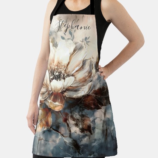 Personalized Peony Watercolor Bloom エプロン