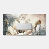 Personalized Peony Watercolor Bloom デスクマット (キーボード&マウス)