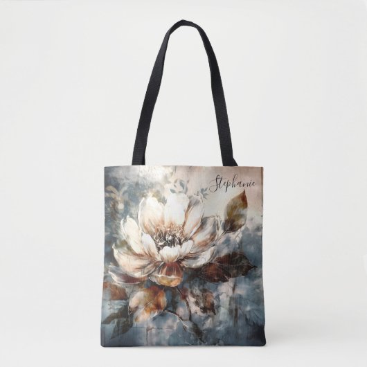 Personalized Peony Watercolor Bloom Art トートバッグ (正面)