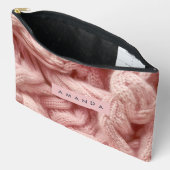 Personalized Personalized Pink Cable Knit アクセサリーポーチ (見開き)