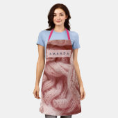 Personalized Personalized Pink Cable Knit  エプロン (着用した状態)