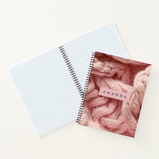 Personalized Personalized Pink Cable Knit  ノートブック (内部)