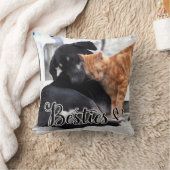 Personalized Pet Besties Throw Pillow クッション (ブランケット)
