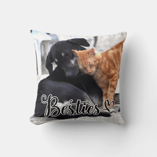 Personalized Pet Besties Throw Pillow クッション (正面)