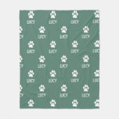 Personalized pet blanket with name and paw print フリースブランケット (正面)