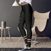 Personalized Pet Cat Mom Name Peach Black Stripes レギンス