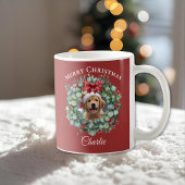 Personalized Pet Christmas Mug with Wreath & Name コーヒーマグカップ
