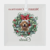 Personalized Pet Christmas with Wreath & Name ガラスオーナメント (裏面)