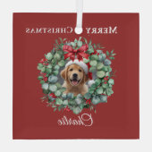 Personalized Pet Christmas with Wreath & Name ガラスオーナメント (裏面)