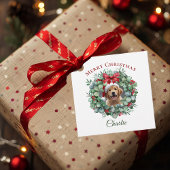 Personalized Pet Christmas with Wreath & Name フェイバータグ
