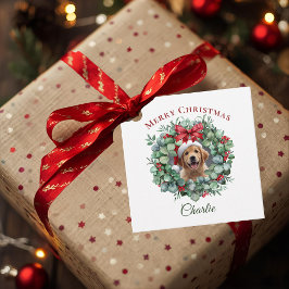 Personalized Pet Christmas with Wreath & Name フェイバータグ